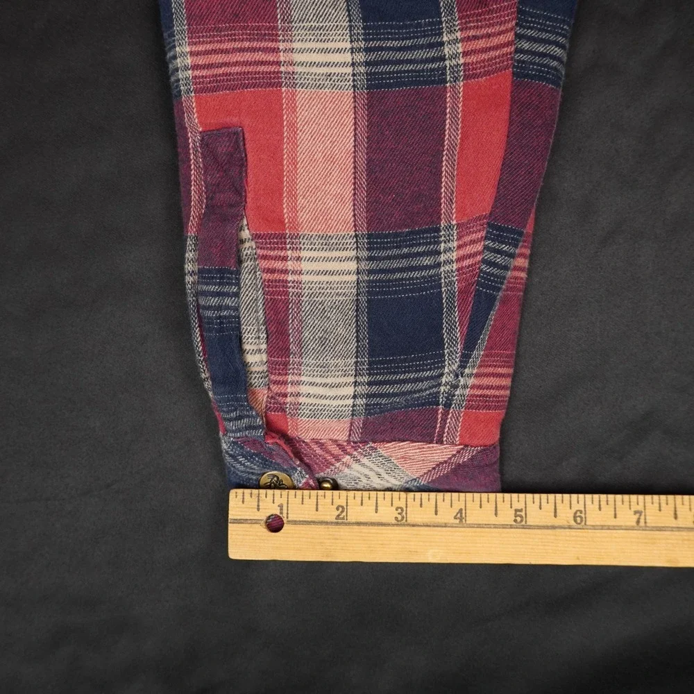 Legendary Whitetails Outfitters Mens M Flannel Hoodie Jacket Snap Red Plaid